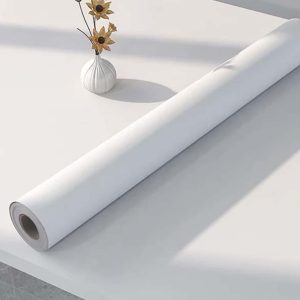 1 Roll Thickened White Matte Pvc Waterproof Contact Paper Self-adhesive Removable Vinyl Wallpaper White