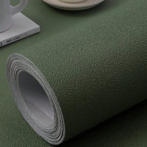 1 Roll Peelable And Stickable Wallpaper Matte White Black Green Light Gray Orange Red Removable And Thickened Wallpaper, Black Frosted Self-Adhesive Contact Paper Waterproof Wallpapers For Wall And Furniture Covering With Vinyl Rolls Green