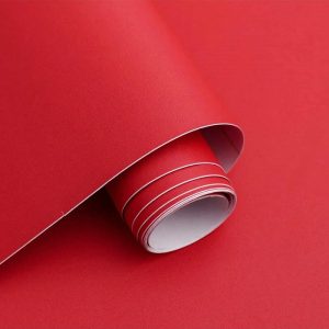 1Roll15.7" X196.8"Thicken Red Wallpaper Red Contact Paper Solid Color Peel And Stick Wallpaper Matte Red Contact Paper For Cabinets Self Adhesive Wallpaper For Kitchen Countertops WallWaterproof Wall Paper,For Living Room Decor,Dorm Decor,Back To School Supplies,Haloween Decor Red