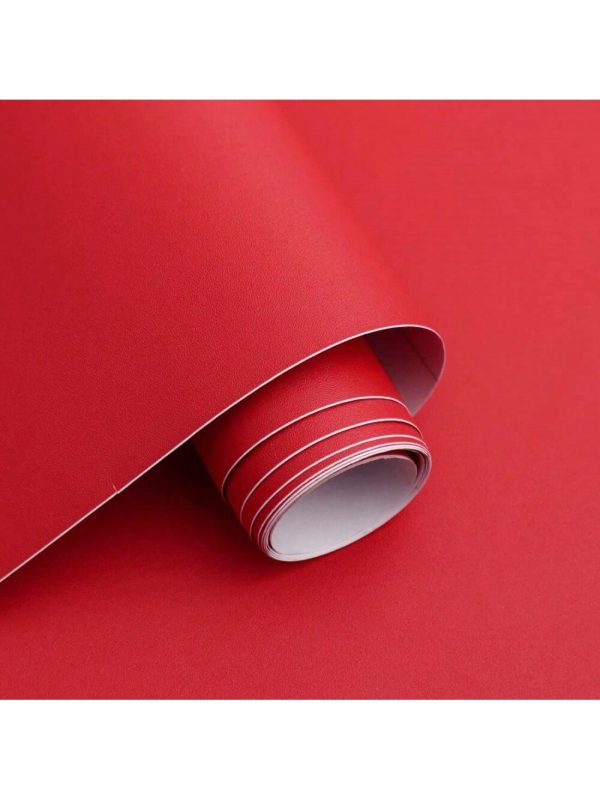 1Roll15.7" X196.8"Thicken Red Wallpaper Red Contact Paper Solid Color Peel And Stick Wallpaper Matte Red Contact Paper For Cabinets Self Adhesive Wallpaper For Kitchen Countertops WallWaterproof Wall Paper,For Living Room Decor,Dorm Decor,Back To School Supplies,Haloween Decor Red