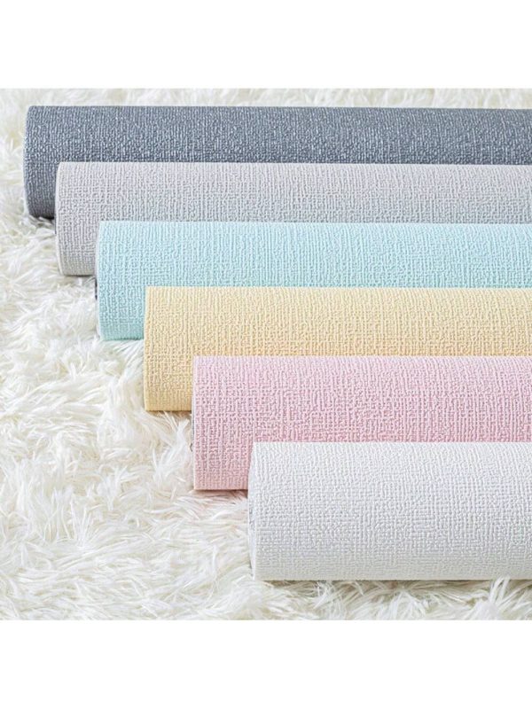 1 Roll Thick Self-Adhesive Foam Textured Wallpaper, Removable Waterproof Wall Paper For Bedroom Living Room Decoration, 19.69in X 196.85in (White/Pink/Gray/Light Blue/Yellow) Multicolor