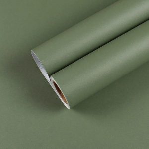 1roll Matte Green Peel And Stick Wallpaper Thickened Self Adhesive Sage Green Contact Paper Waterproof Removable Vinyl Sage Green Wallpaper Textured For Shelf Liner Cabinet Bedroom Olive Green