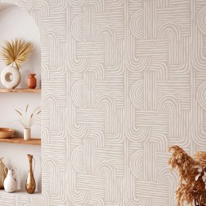 17.7 Inches * 6.5/9.8 Feet * 1pc Classic Stripe Rope Texture Peel And Stick Wallpaper, Waterproof Removable, Wall Stickers, Home Decor, Wall Art, Wall Decor, Room Decor Beige