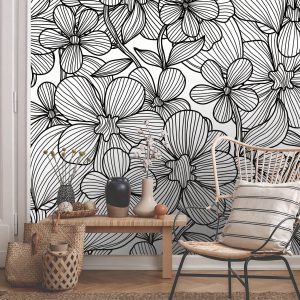 3 Rolls Sketch Flower Pattern Home Decor Wallpaper, Self-Adhesive Waterproof Wear-Resistant Ready To Peel And Stick Removable, Can Be Used For Living Room Bedroom Decor Wall Remodeling And Beautification, Cabinet Desktop Decor, Classroom Decor, Dormitory, 3pcs*47.24*15.75 Inches Multicolor