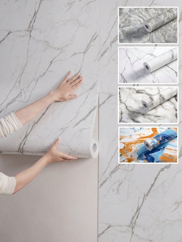 1 Roll Marble Pattern Wallpaper For Walls, Thickened Vinyl  Wallpaper Stickers, Marble Textured Peel And Stick Wallpaper & Wall Decoration Stickers, Apartment Friendly Wallpaper, Renter Friendly Wall Stickers For Bathroom,Sitting Room,Drawing Room,Bedroom,Lounge,Office And Kitchen Backsplash Wallpaper. Waterproof, Wear Resistant And Scratch Resistent, Free To Cut.Size 40*300cm/15.8*118inch Multicolor