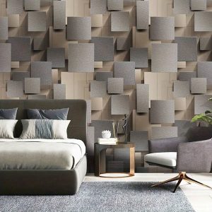 1 Roll 3D Geometric Checkered Vintage Gray Wallpaper, Removable Self-Adhesive Wallpaper For Dining Room, Hotel, Modern Living Room, Home Decor, Mural, DIY Peel And Stick 17.71 X 393.7 Inch Grey