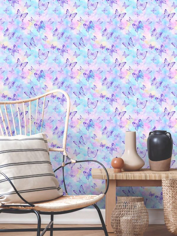 1 Roll Dreamy Butterfly Pattern Thickened Self-Adhesive Wallpaper, Waterproof, Removable, Peel And Stick Wallpaper For Home Decor, Bedroom, Living Room, Dining Room, Cabinet, Desk And Home Renovation, Available In Two Sizes Of Wall Sticker Multicolor